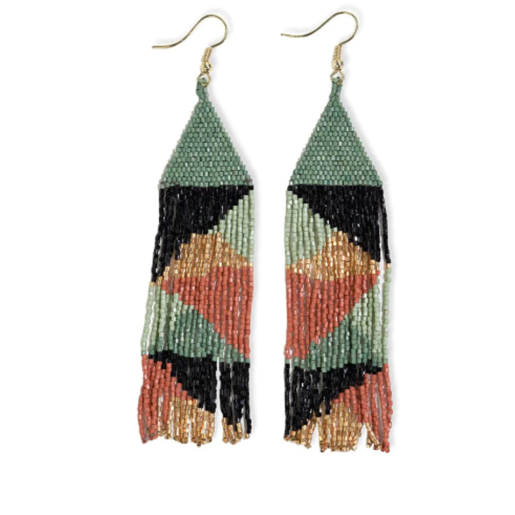 Ink + Alloy Brittany Mixed Triangles Beaded Fringe Earrings Highlands