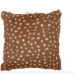 creative Co-op Square Goat Fur Pillow, brown & white