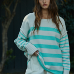 Striped Round Neck Long Sleeve Pullover Sweater Top