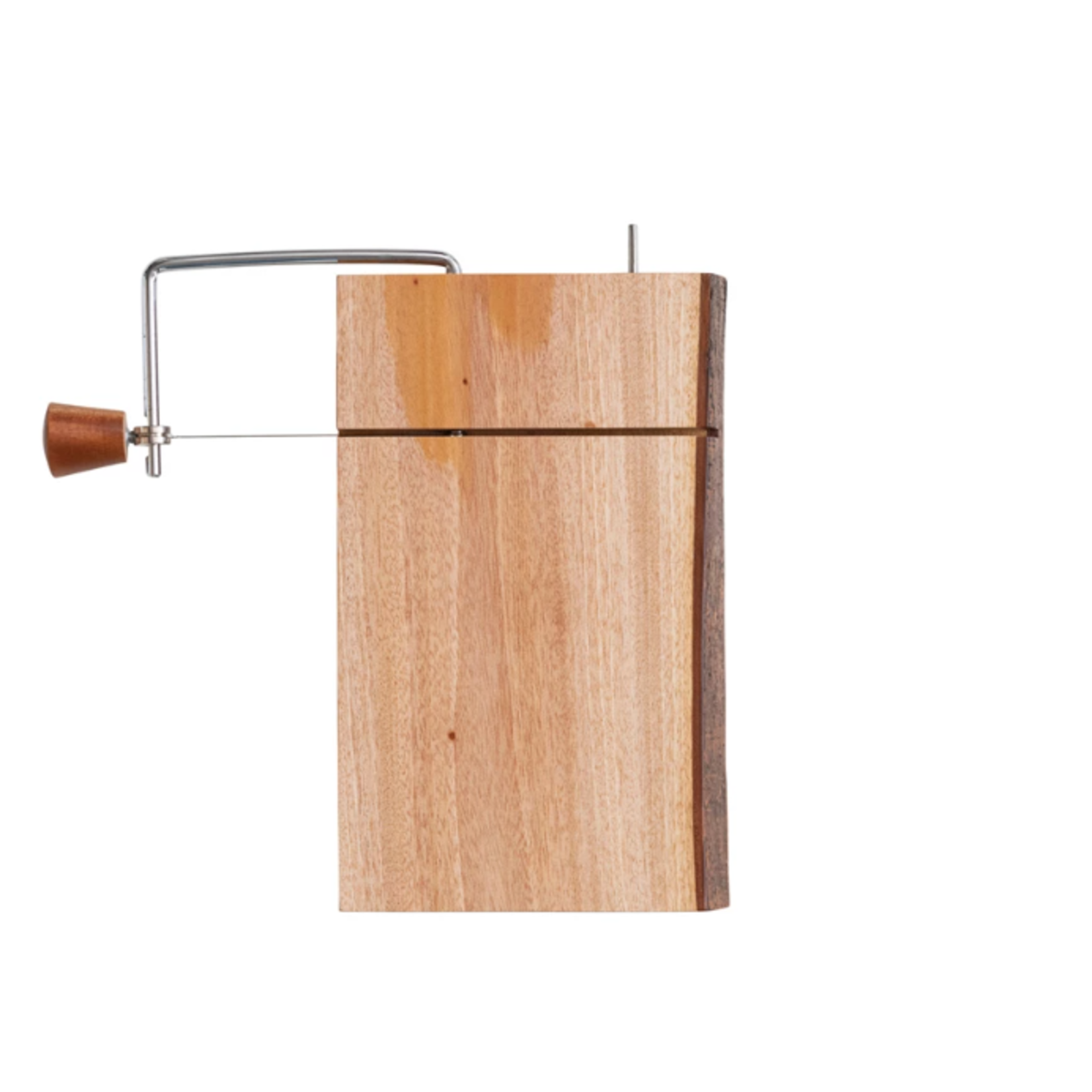 creative Co-op 10-1/2" L x 8-1/3"  W Mahogany Wood & Stainless Steel Cheese Slicer w/ Bark Edge, Natural