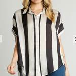 Striped Button Down with High Low Trim Top