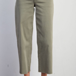 Button Front Stretch Twill Cropped Pants