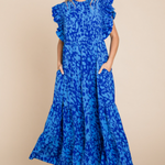Jodifl Spotted Print Long Dress with Ruffle Slv