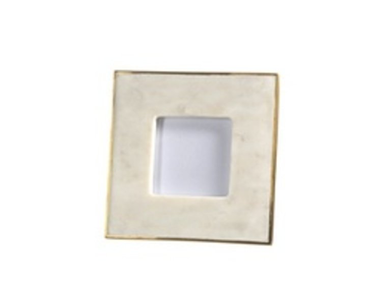 White Marble Frame- Gold Edge