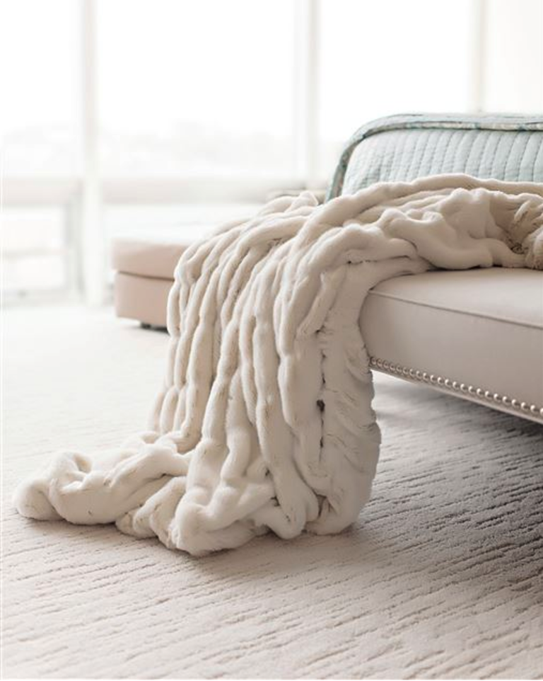 Couture Faux Fur Throw -  Ivory Mink 60x72