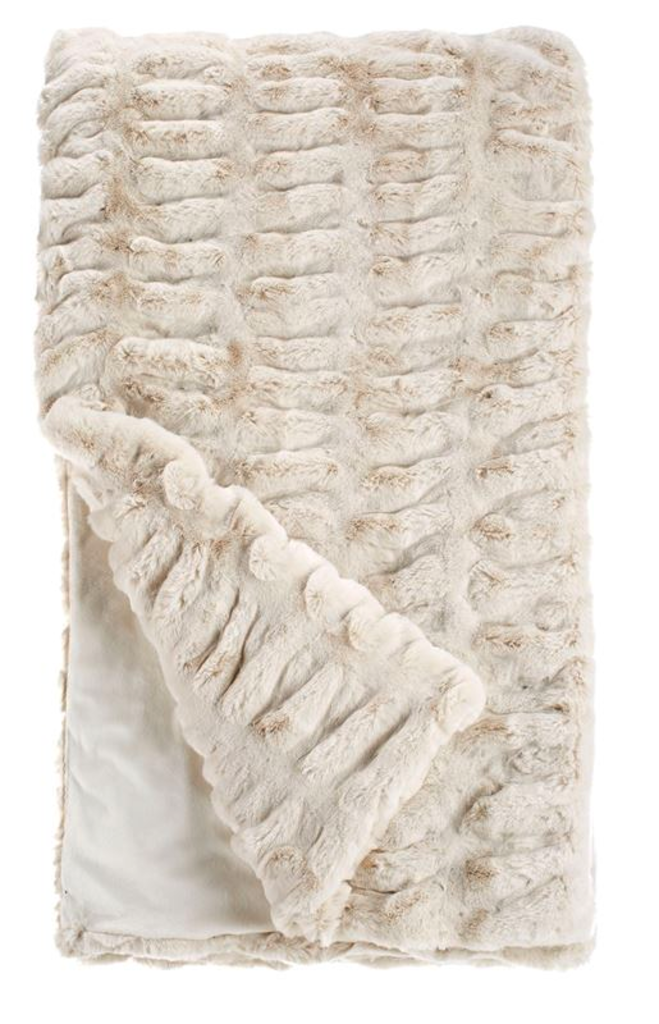 Couture Faux Fur Throw -  Ivory Mink 60x72