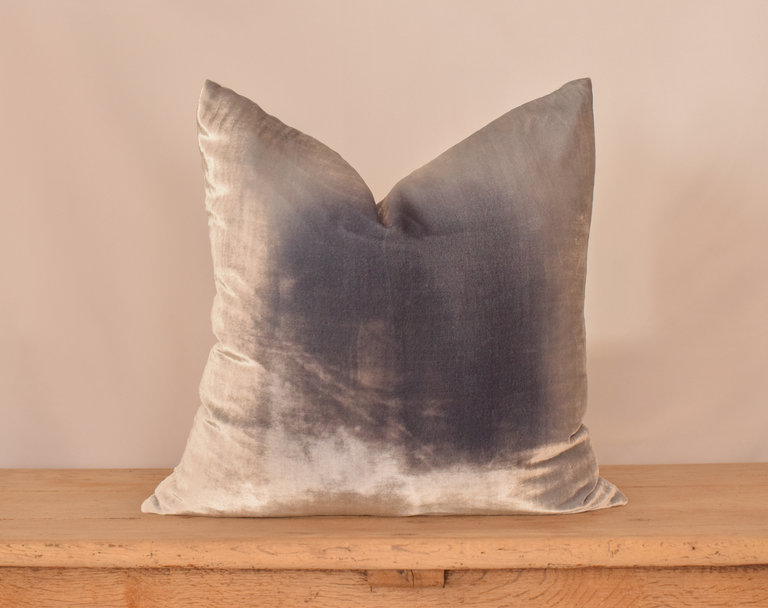 Silver Gray Ombre Velvet Pillow 22x22