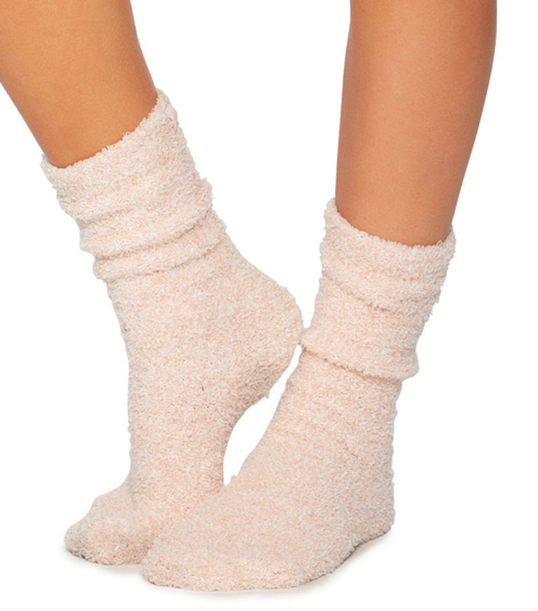 CozyChic Socks Dusty Rose/White | One Size