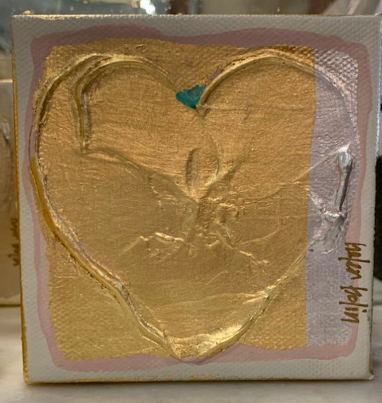 Heart Canvas by Helen Bolin | Gold/Silver | 4x4