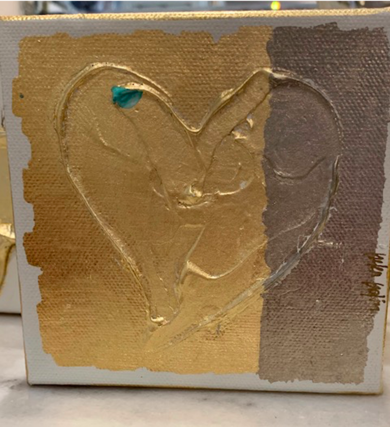 Heart Canvas by Helen Bolin | Gold/Silver | 4x4