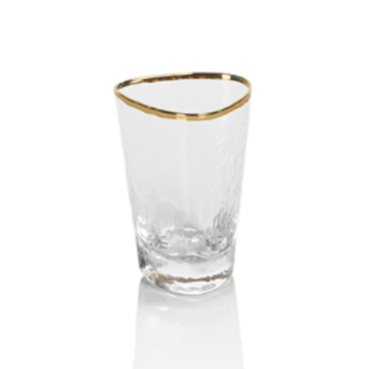 Aperitivo Triangular Shot Glass | Clear with Gold Rim