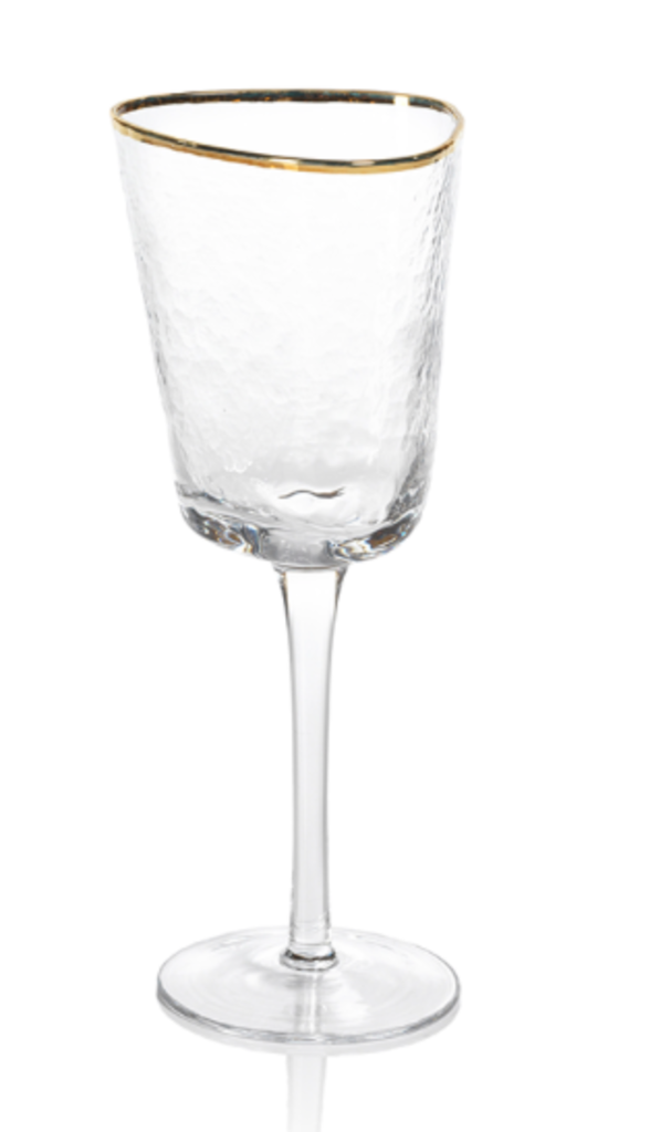 Aperitivo Triangular Wine Glass | Clear with Gold Rim
