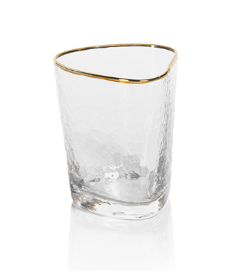 Aperitivo Triangular Double Old Fashioned Glass | Clear w/ Gold Rim