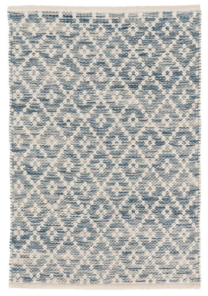 Melange Diamond Blue Woven Cotton Rug | 2x3