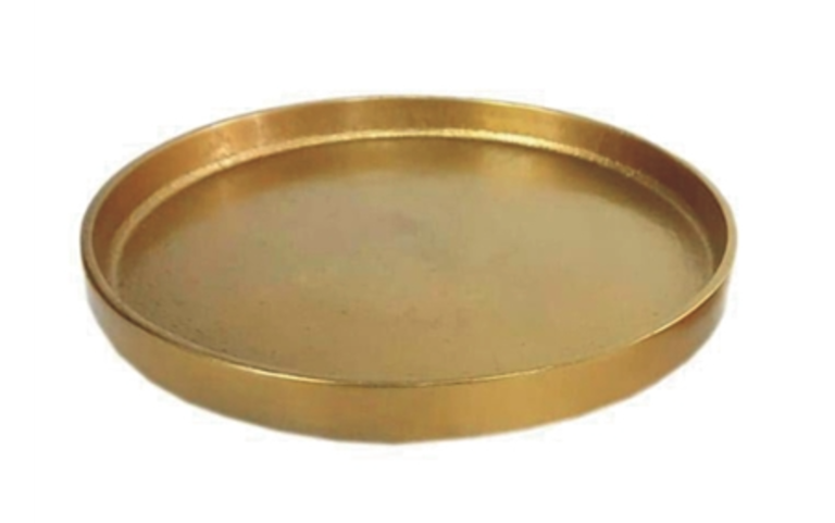 Aluminum Round Plate Tray in Antique Brass | XLG