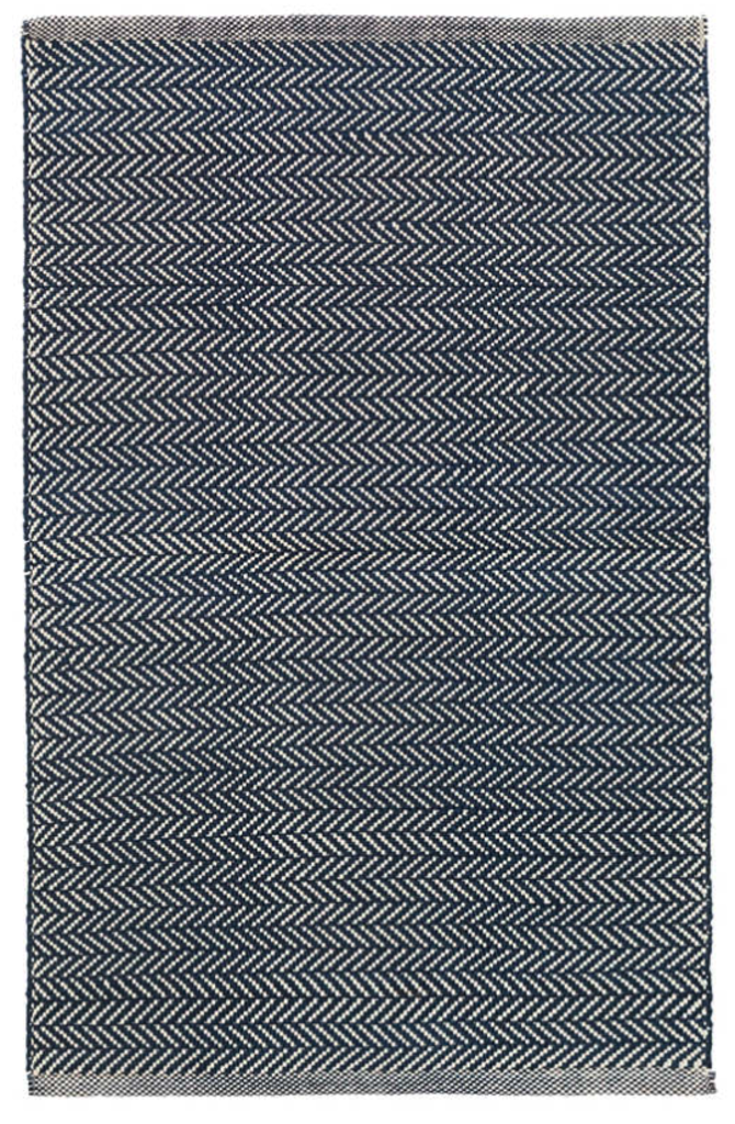 Herringbone Indigo Woven Cotton Rug | 2x3