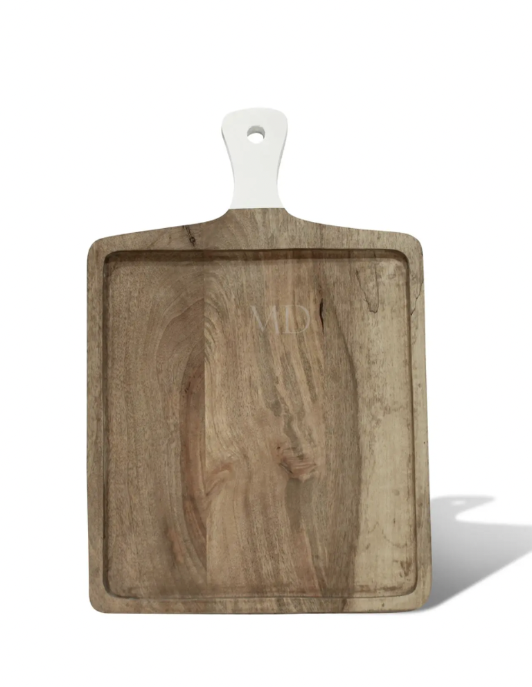 Square Cutting Board with White Handle - Medium