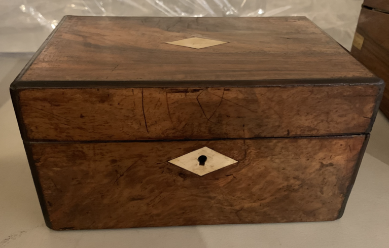 Small 19th C English Box w/ Ivory Escutcheons
