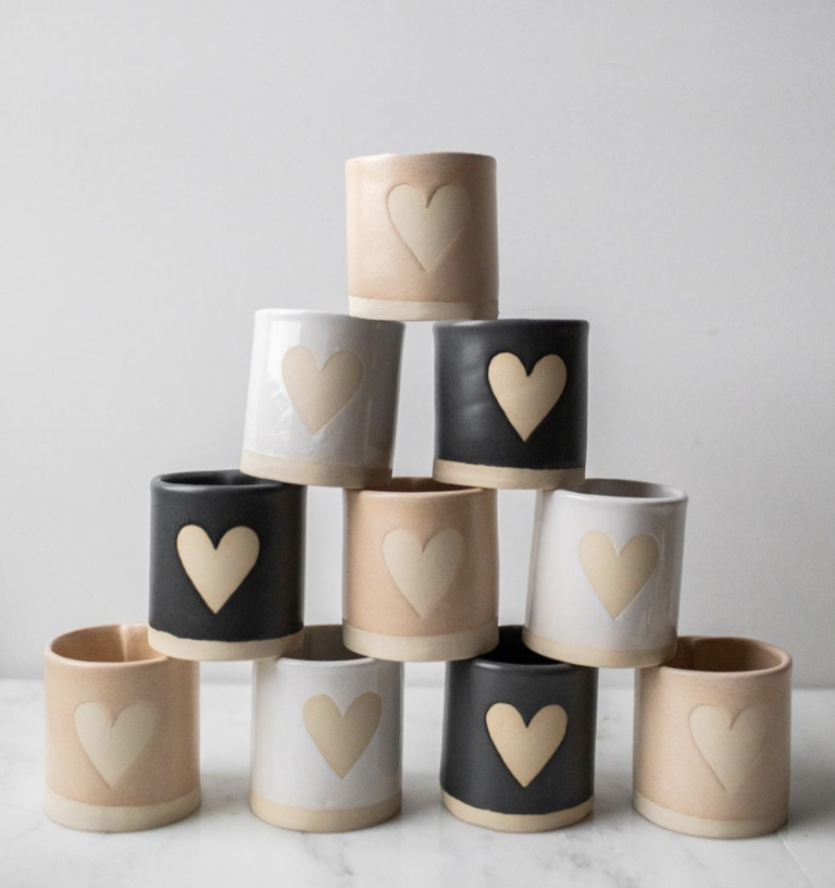Handmade White Heart Mug/Cup