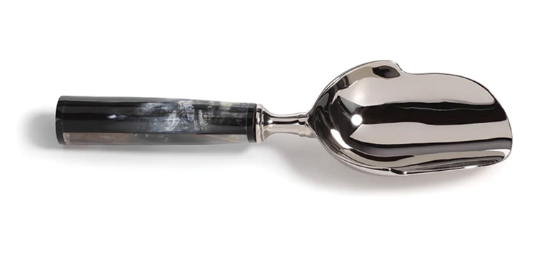 Polished Nickel Ice Scoop with Horn Handle