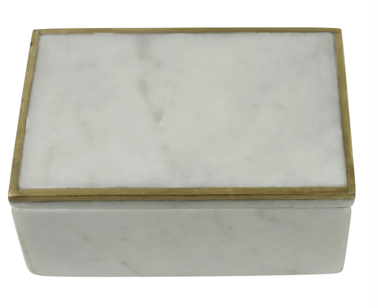 Small Marble Box with Brass Edge | 4x6