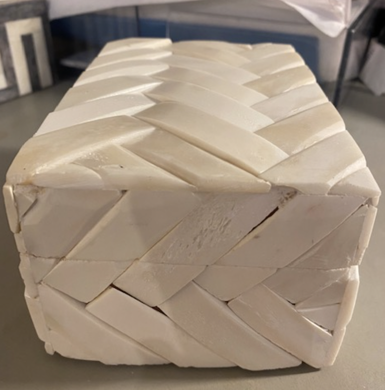 Ivory Chevron Bone Box | 4x6