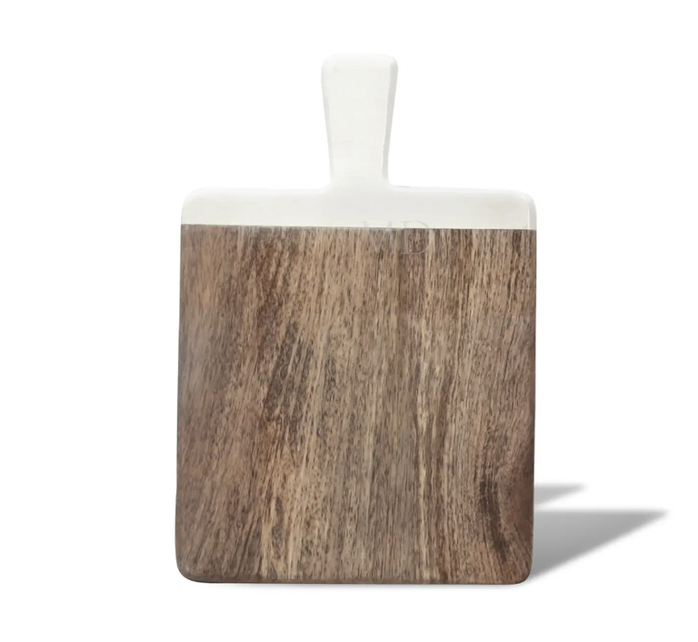Acacia CUTTING BOARD with White Handle | SMALL