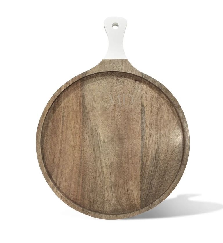 New Round Cutting Board White Handle - Large
