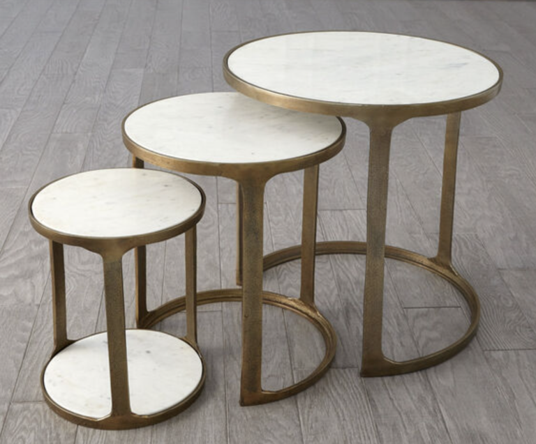 Marble Top Nesting Tables | Brass | Set of 3