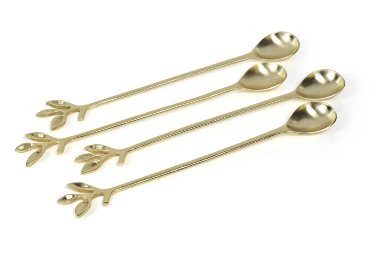 Leaves Cocktail Spoons  Set of 4 | Gold