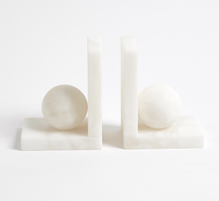 Alabaster Ball Bookends | Pair