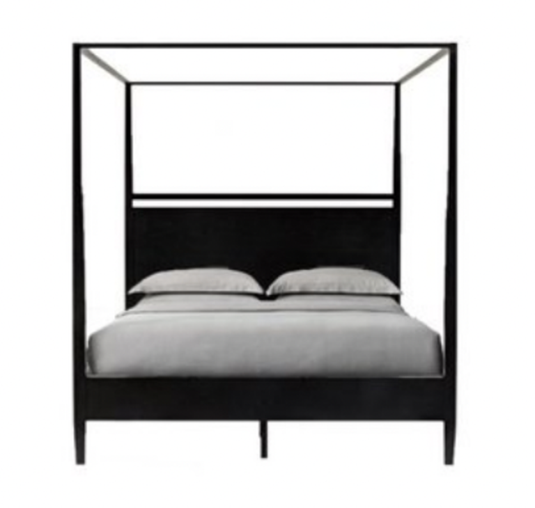 King Size Canopy Bed in Black Shellac Distressed Oak