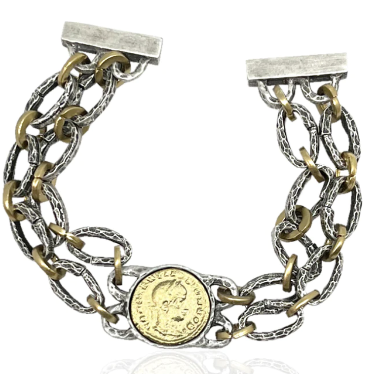 Vintage Silver Link Constantine II Bracelet