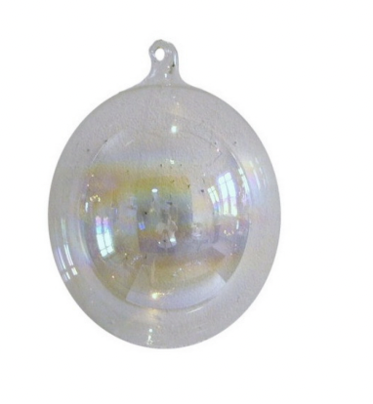 Iridescent Clear Glass Ball with Glass Hook | Large