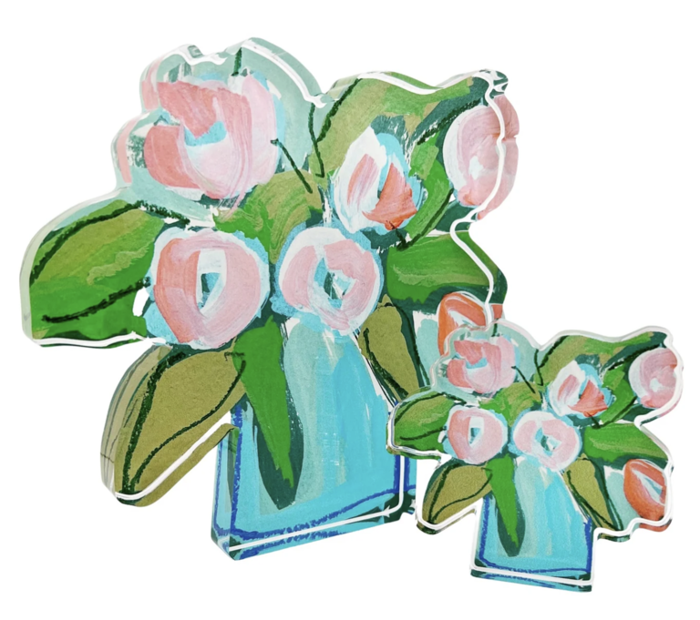 Coral Tulips Acrylic Bloom Block | Large
