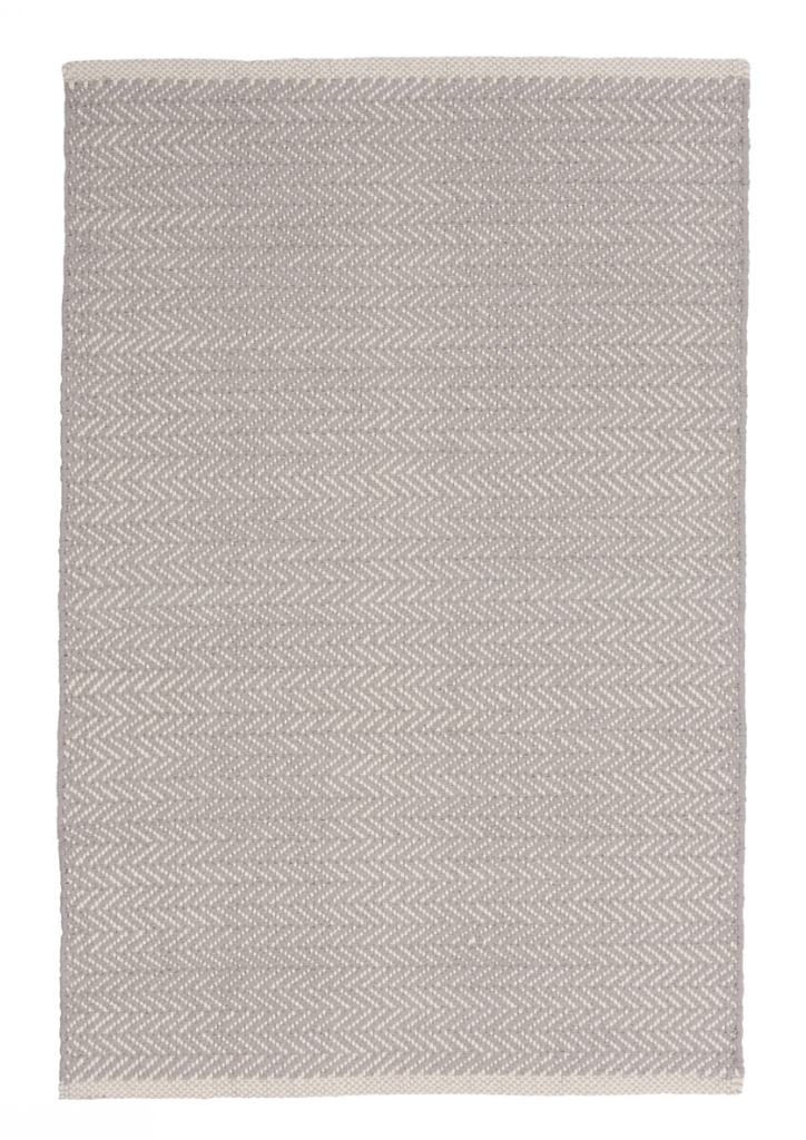Herringbone Dove Grey Handwoven Cotton Rug | 2x3