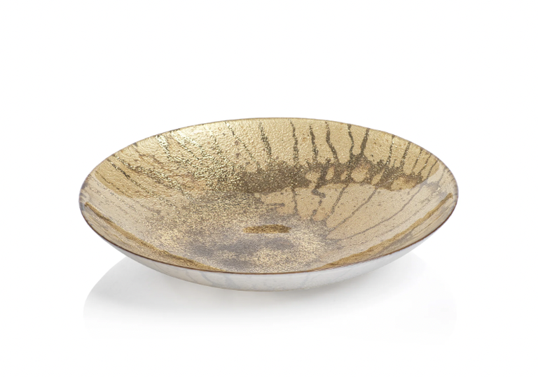 Gold & Bronze Striations Metallic Bowl| Medium