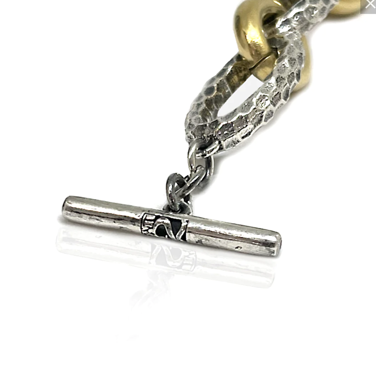 Silver 2-Tone Ravelle Hammered Chain Bracelet | B376