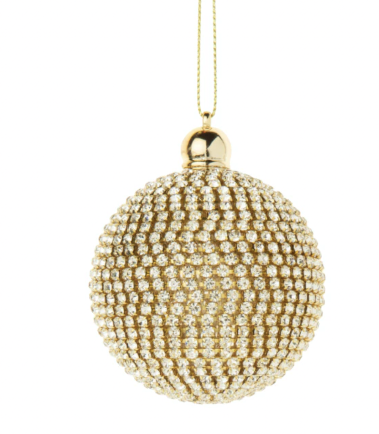 Diamante Bead Ornament Gold & Clear Large