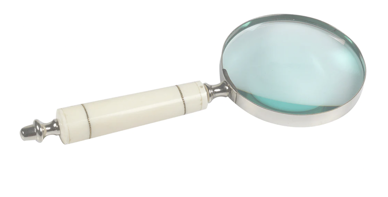 Brass 4" Magnifier with Resin Handle Nickel