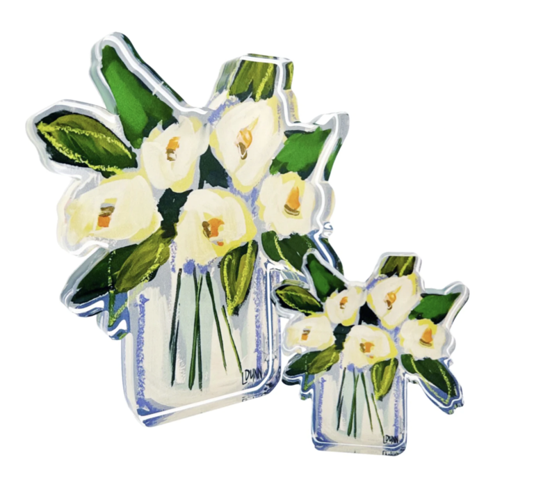 White Floral Acrylic Bloom Block | Bitty Block