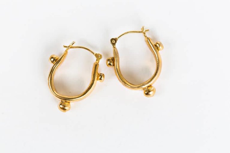 Ball Hoop Earrings/Brass