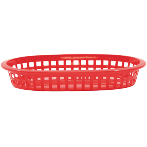TableCraft TableCraft 1073R 9 1/4" x 6" x 1 1/2" A La Carte Red Plastic Oval Fast Food Basket