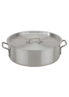 TrueCraftware 40 qt. Aluminum Brazier Pot with Cover- Heavy Weight Braiser  Pan Perfect Roasting Baking Sauteing Searing and Pan Frying