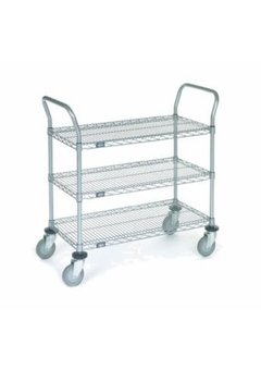 Rubbermaid FG409100BLA Xtra Black 300 lb. Three Shelf Utility Cart / Bus  Cart 40 x 20 x 37