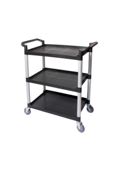 Rubbermaid FG409100BLA Xtra Black 300 lb. Three Shelf Utility Cart / Bus  Cart 40 x 20 x 37