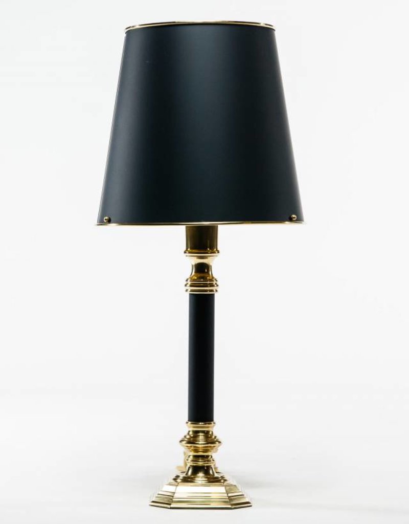 Lawrence Scott Brass And Black Desk Lamp With Rolled Shade