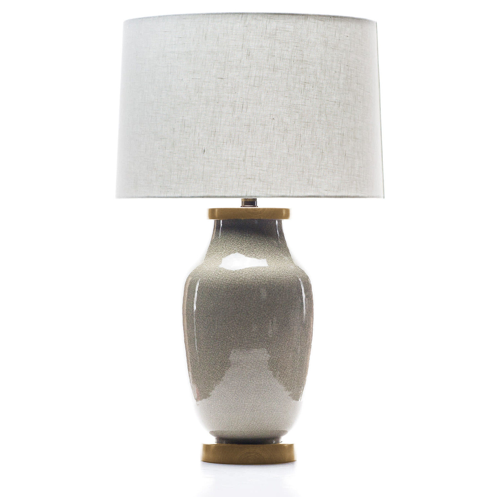 Lawrence & Scott Lagom Porcelain Lamp in Oyster Gray Crackle with White Oak Base