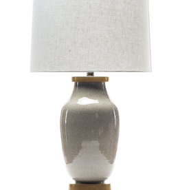 Lawrence & Scott Lagom Porcelain Lamp in Oyster Gray Crackle with White Oak Base