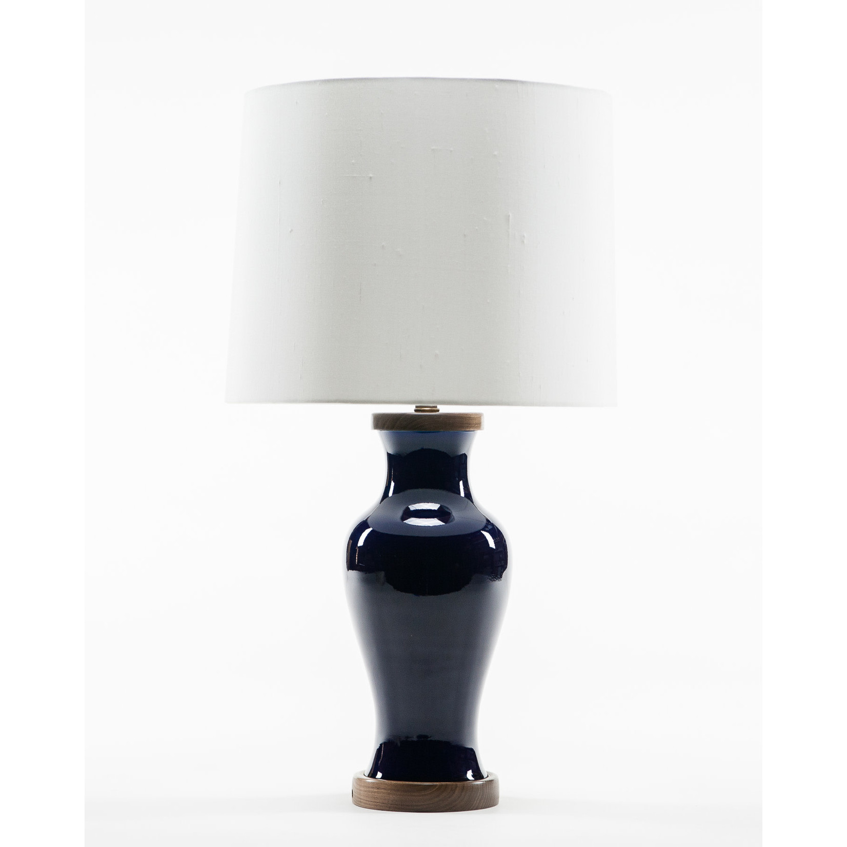 Lawrence & Scott Gabrielle Baluster Porcelain Lamp in Cobalt with Rosewood Base
